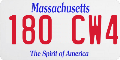MA license plate 180CW4