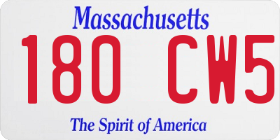 MA license plate 180CW5