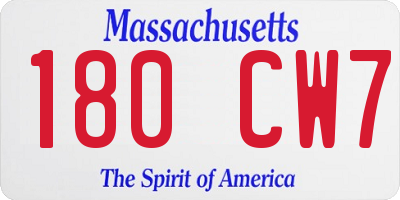 MA license plate 180CW7