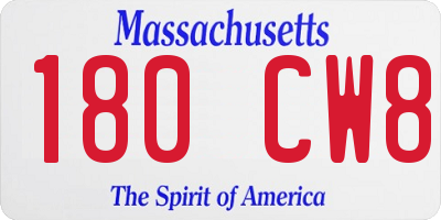 MA license plate 180CW8