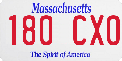 MA license plate 180CX0