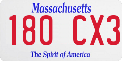MA license plate 180CX3