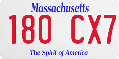 MA license plate 180CX7