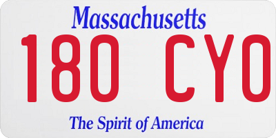 MA license plate 180CY0