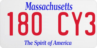 MA license plate 180CY3