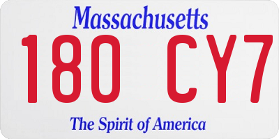 MA license plate 180CY7