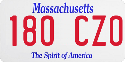 MA license plate 180CZ0