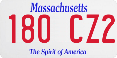 MA license plate 180CZ2