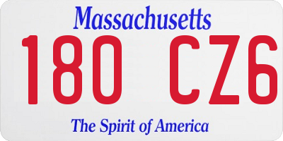 MA license plate 180CZ6