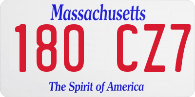 MA license plate 180CZ7