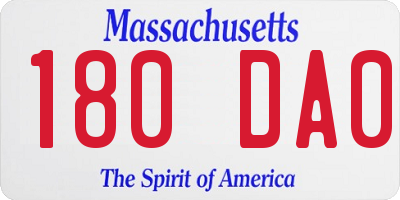 MA license plate 180DA0