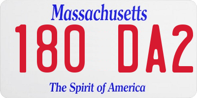 MA license plate 180DA2