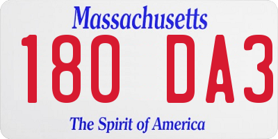 MA license plate 180DA3