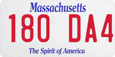 MA license plate 180DA4