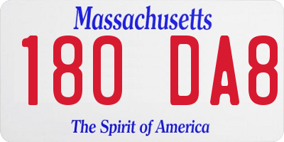 MA license plate 180DA8