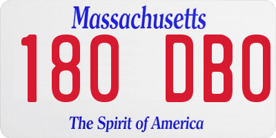 MA license plate 180DB0