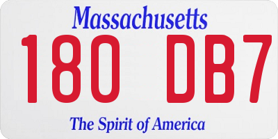 MA license plate 180DB7