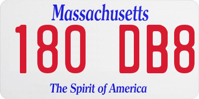 MA license plate 180DB8