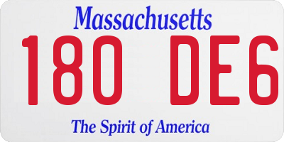 MA license plate 180DE6