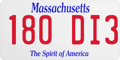 MA license plate 180DI3