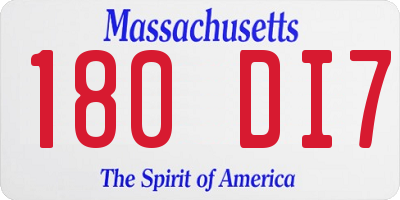 MA license plate 180DI7