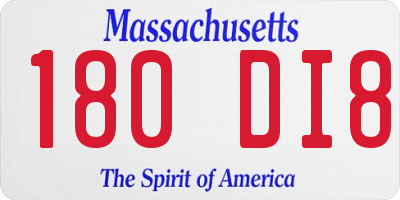 MA license plate 180DI8