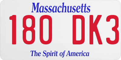 MA license plate 180DK3