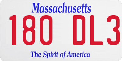 MA license plate 180DL3