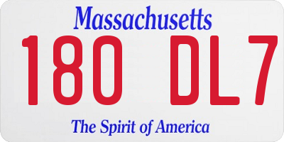 MA license plate 180DL7