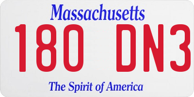MA license plate 180DN3