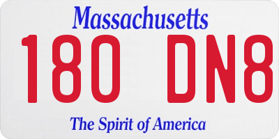 MA license plate 180DN8