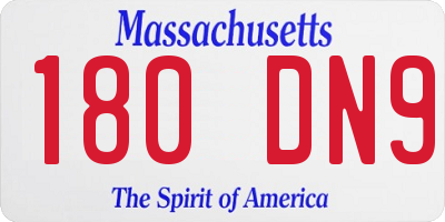 MA license plate 180DN9