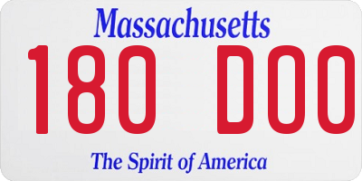 MA license plate 180DO0