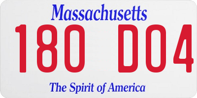 MA license plate 180DO4