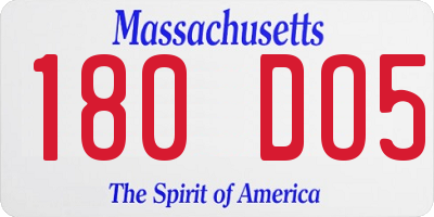 MA license plate 180DO5