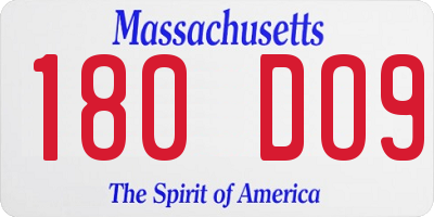 MA license plate 180DO9