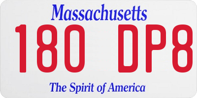 MA license plate 180DP8