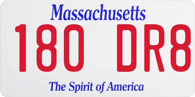 MA license plate 180DR8