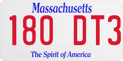 MA license plate 180DT3