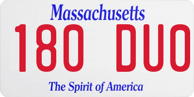 MA license plate 180DU0