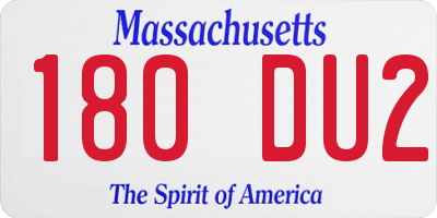 MA license plate 180DU2
