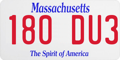 MA license plate 180DU3