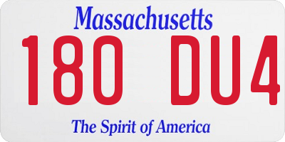 MA license plate 180DU4
