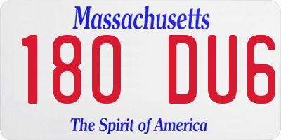 MA license plate 180DU6