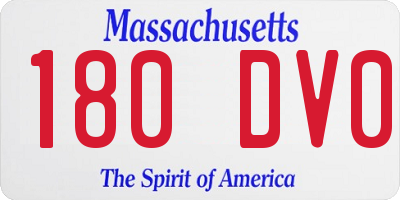 MA license plate 180DV0