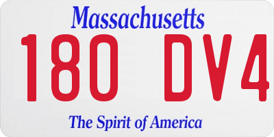 MA license plate 180DV4