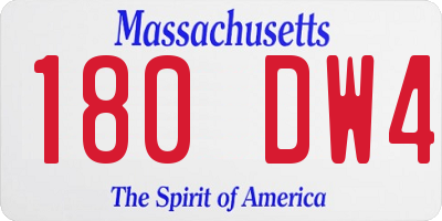 MA license plate 180DW4