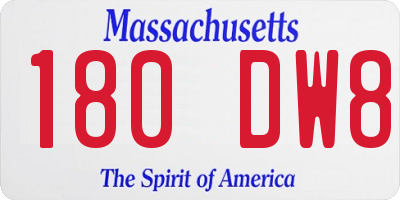 MA license plate 180DW8