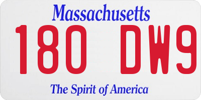 MA license plate 180DW9