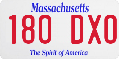 MA license plate 180DX0